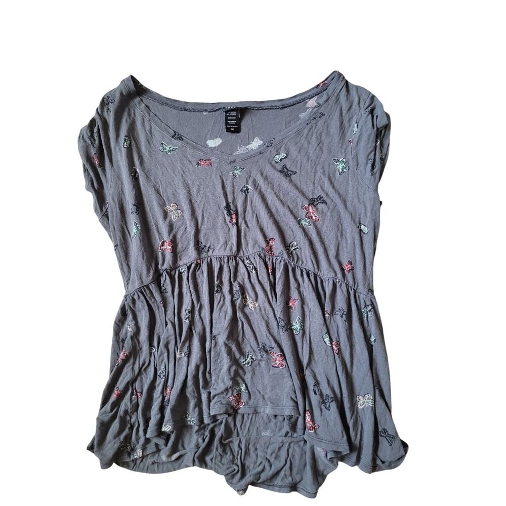 Torrid Babydoll Women's Size‎ 00 Deep V Neck Tunic Butterfly Loose Top
